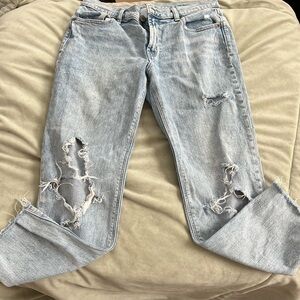 Old Navy Light Blue Distressed Boyfriend Jeans low waisted